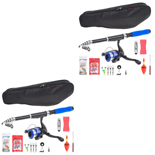 2Sets Durable Fishing Pole Set with Simple Design Assorted Color 2