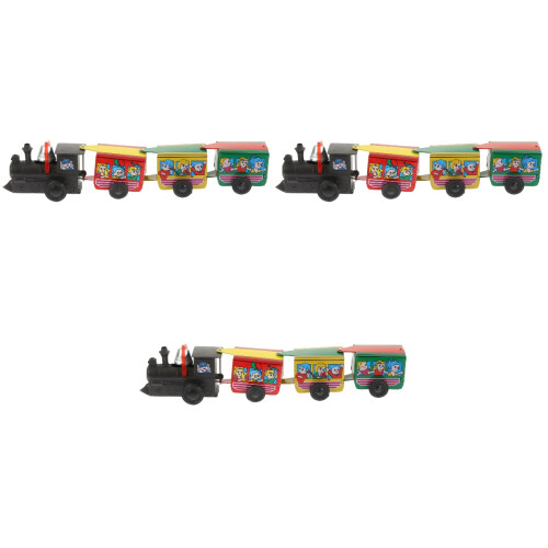 3Pcs Retro Wind-Up Train Toy Assorted Color Tabletop Kids Plaything 2