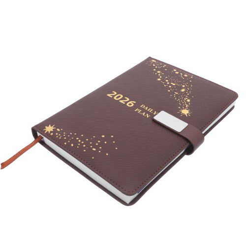 4Pcs PU Office Planner Brown A5 Journal 2026 Schedule Notebook 1