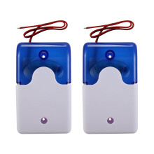 2X Mini Wired Strobe Warning Siren 12V Alarm Horn Light 115dB Blue for Security System