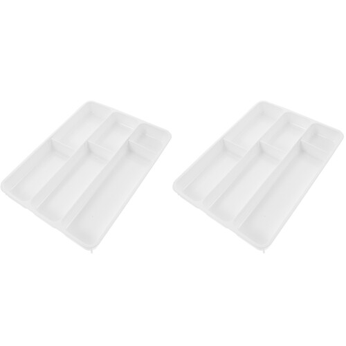2Pcs Plastic Cutlery Storage Box White Multi-Function Utensil Holder 2