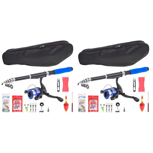 2Sets Durable Fishing Pole Set with Simple Design Assorted Color 1