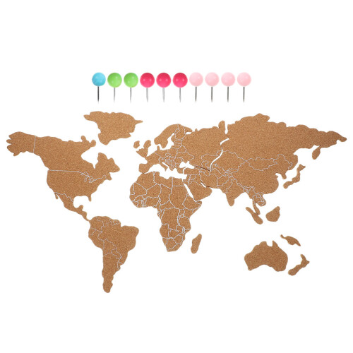 4Sets Light Brown Map Cork Board Decorative Wall Decor 1