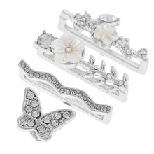 8St Elegante Zilveren Watchband Decoraties Met Strass Accenten