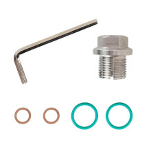M14 Oversize Self Tapping Oil Drain Plug  Kit with ORing, Stainless Steel, Universal Fit