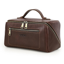 Leather Toiletry Bag for Men, Full Grain Large Dopp Kit with Handle, Vintage Travel Shaving Bag
