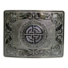 Polished Chrome Zoomorphic Celtic Knot Kilt Trews Belt Buckle - Made in the UK