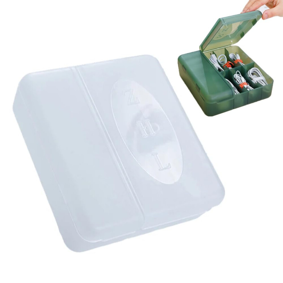Transparent Cable Management Box For Desk, Plastic Clear Cable Organizer With 2 Open Lids For Charger And Cords 9099447341587