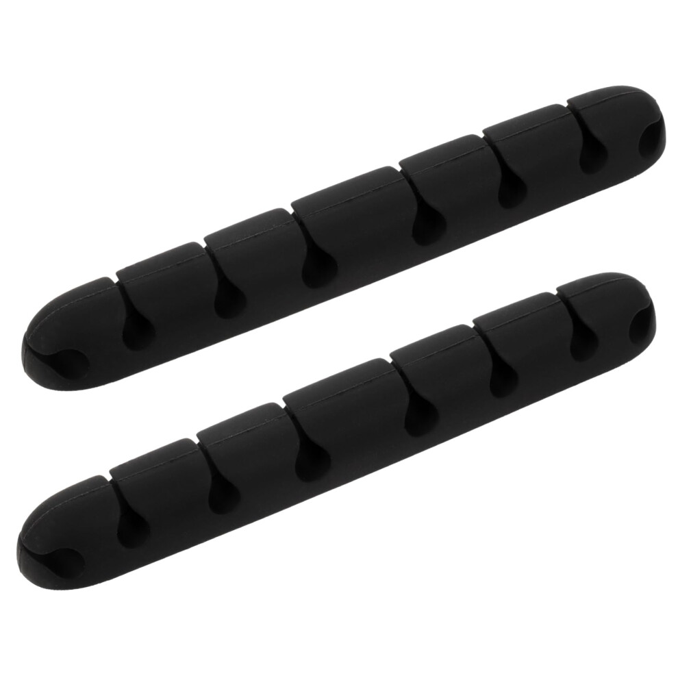 2Pcs 8ÂSlot Desktop Cable Organizer With Headphone Holder For Tidy Desk Cable Management Black 9044945213775