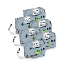 Label Tape 12mm TZe231 Laminated White, Compatible Replacement 6Pack for Brother PTouch PTD210 D220 D410 D600 H110