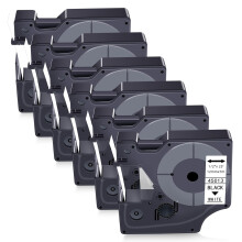 Compatible Dymo D1 Label Tape 45013 Black on White 12mm for LabelManager 160 420P 210D 280 360D PnP 6 Pack