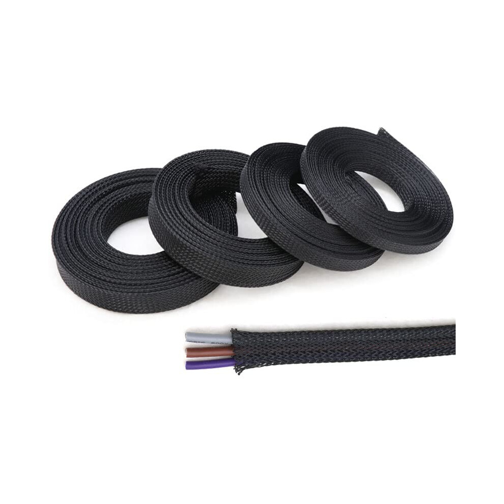 Black 1Mm Pet Braided Sleeving 10M Flame Retardant Nylon Cable Protection Sleeve For Wires 9099447342829