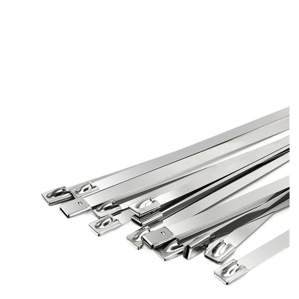 100Pcs 304 Stainless Steel Cable Ties 10Mm X 350Mm Selflocking Heavy Duty Metal Zip Ties For Exhaust And Outdoor Use 9044945214925