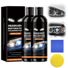2PCS Headlight Restoration Kit with Scratch Removal and Lens Polishing Paste for Foggy Lights