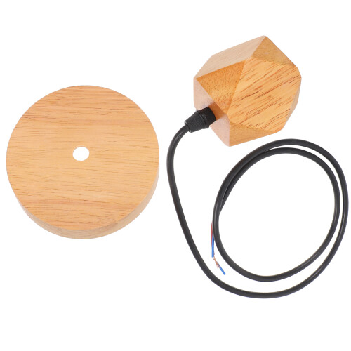 2Pcs Khaki Wood Pendant Lights E27 Hanging Fixture for Dining Room