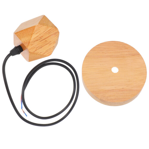 2Pcs Khaki Wood Pendant Lights E27 Hanging Fixture for Dining Room 1