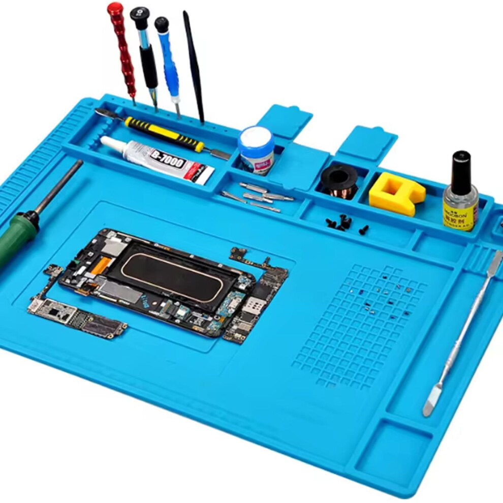Large Heat Resistant Silicone Soldering Mat 932F With Magnetic Holders 124 Slots 17.7'X11.8' 9070919785832