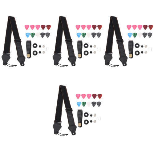 4Ensembles Sangles Guitare Noir Style Durable Pratique Et Portable 2