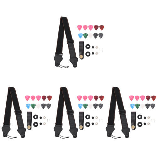 4Ensembles Sangles Guitare Noir Style Durable Pratique Et Portable 1