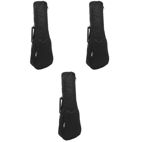 3Pièces Étui Ukulélé Noir Solide Pour Voyage Et Rangement 2
