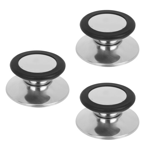 Pot Lids Knobs Stainless Steel Black 2.6x2.6in