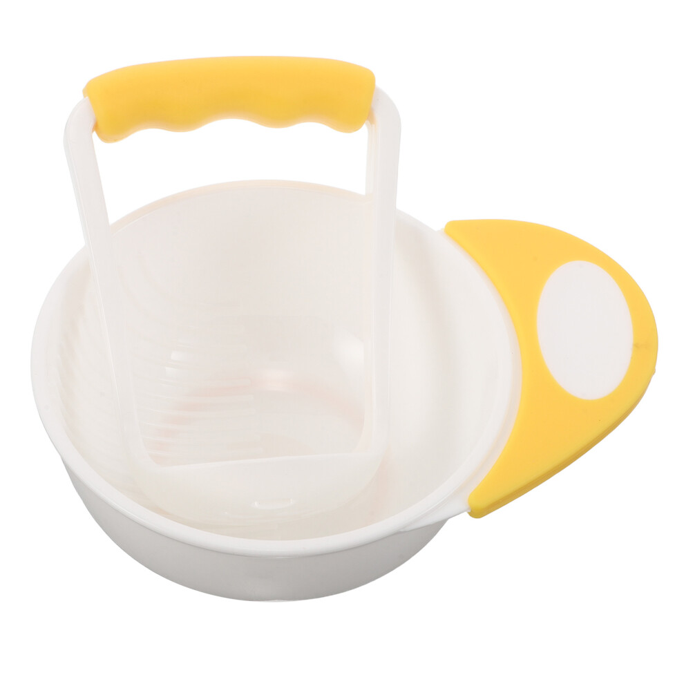 Solustre Yellow 3Sets Baby Feeding Bowl Pp Food Masher With Stable Nonslip Base