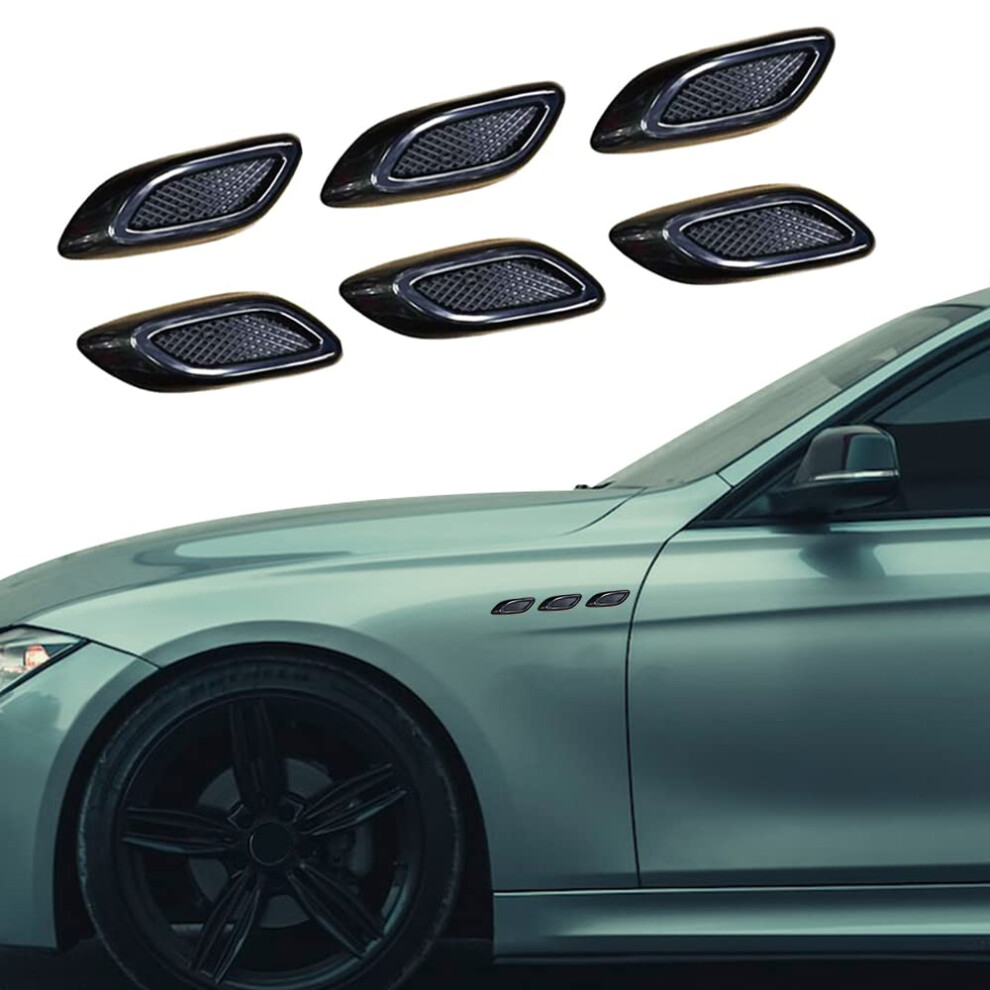 Universal Car Side Vent And Fender Trim, Carbon Fiber Abs Chrome, Sporty Exterior Upgrade, 6Pcs 9113335596283