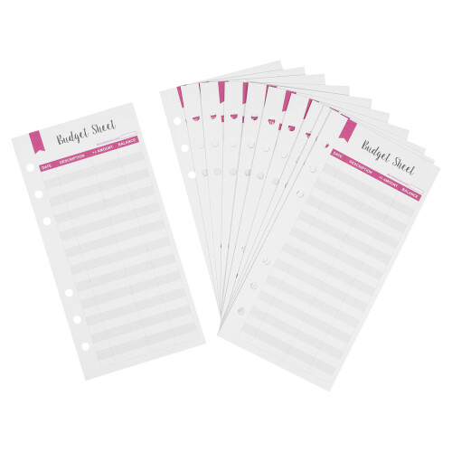 60Pcs Red Budget Planner Sheets Paper with 6 Holes for Binder Inserts 1
