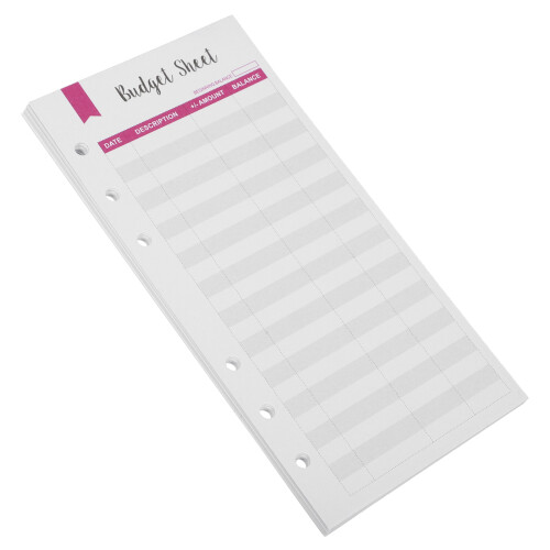 60Pcs Red Budget Planner Sheets Paper with 6 Holes for Binder Inserts 2