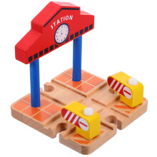 Kids Railway Playset Wooden Station Model Train Building Toy
