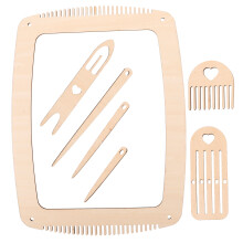 3Sets Wooden Knitting Loom Beige DIY Kit for Decoration and Craft