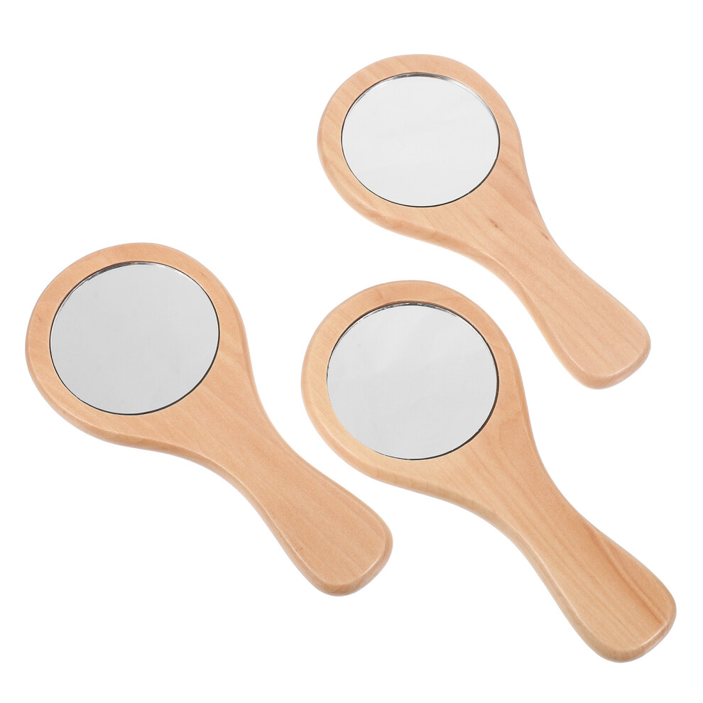 Solustre 15Pcs Small Round Wooden Makeup Mirrors Portable Compact Purse Travel