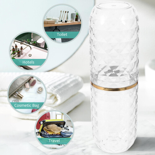 Toothbrush And Toothpaste Travel Case Cup Holder Transparent 1