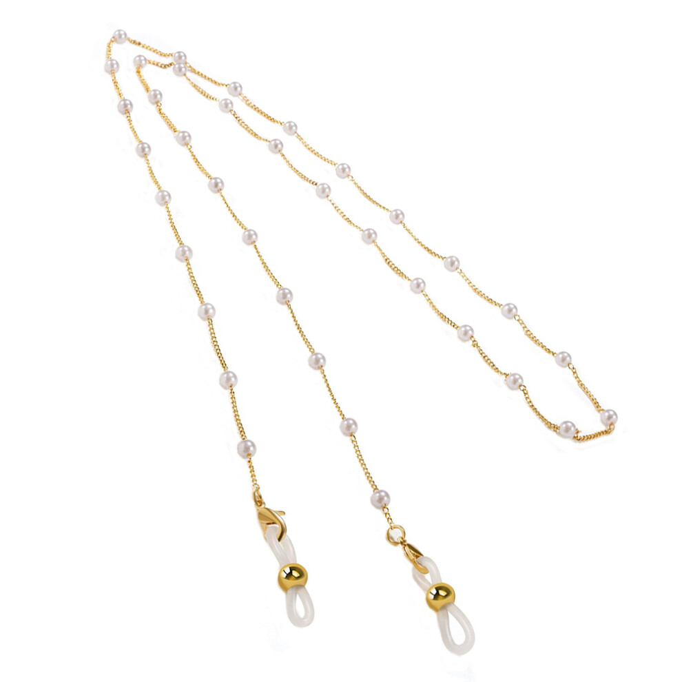Ohphcall Golden 2Pcs Elegant Pearl Eyewear Chain Glasses Retainer Strap