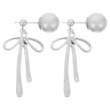 5Pairs Elegant Silver Bow Stud Earrings for Women Comfortable Wear