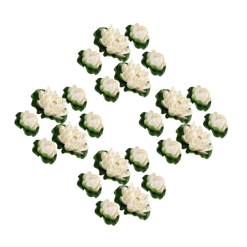 4Pcs Flexible White Artificial Water Lilies Floating Pond Flower Decor 1
