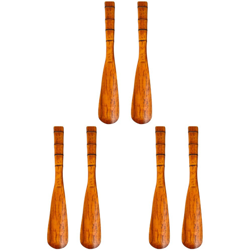6Stk Langlebige Holz-Schuhlöffel Tool Mit Langem Griff Dunkelbraun 1