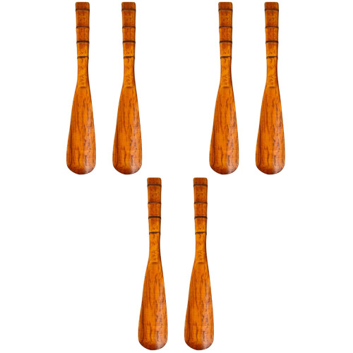 6Stk Langlebige Holz-Schuhlöffel Tool Mit Langem Griff Dunkelbraun 2