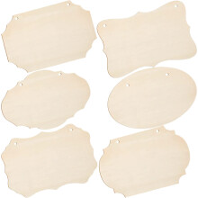 18Pcs DIY Wooden Plaques Unfinished Khaki Hanging Wood Signs for Art