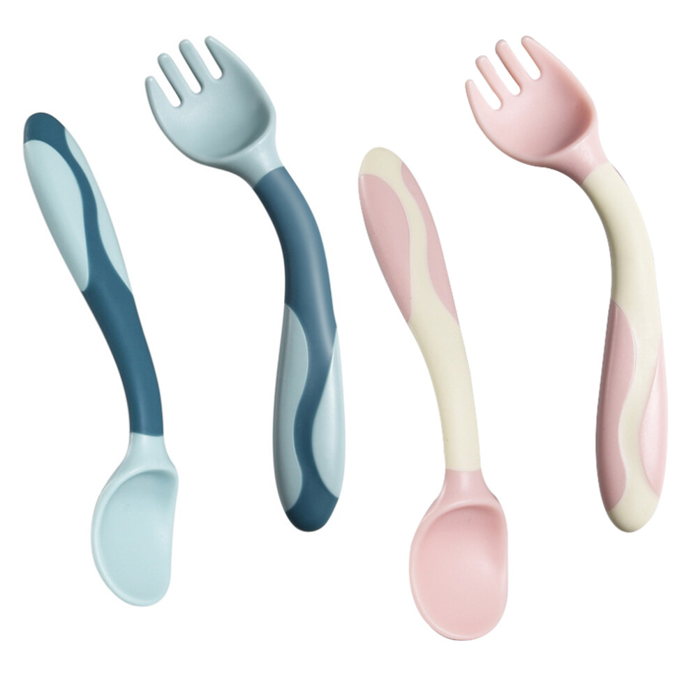 2 Count Weaning Cutlery Feeding Spoons For Babies Utensils Baby Forks Vaguelly