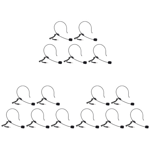 15Pcs Black Head-Mounted Microphone Plastic Mic for Teacher Voice 2
