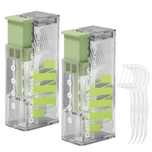 2PCS Travel Floss Dispenser with Automatic PopUp Design, Refillable Compact Dental Floss Case for Home and Travel Teeth Cleaning (Green)