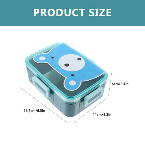 Blue Kids Bento Lunch Box Plastic Sealed Compartment for Home Use 2