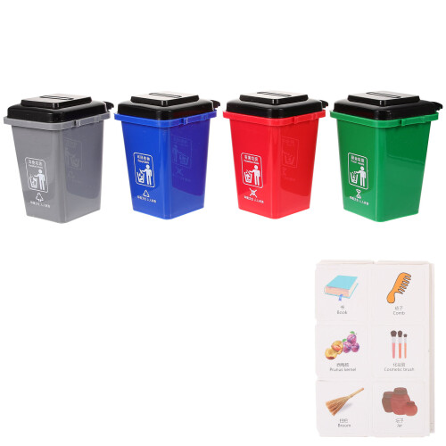 2Sets Colored Mini Trash Cans Educational Kids Garbage Sorting Toys