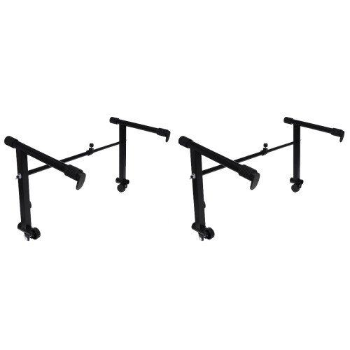 2Sets Black Iron Keyboard Stand Adjustable Holder for Digital Pianos 2
