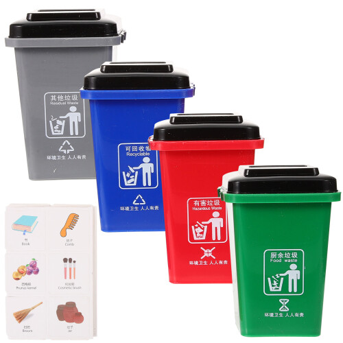 2Sets Colored Mini Trash Cans Educational Kids Garbage Sorting Toys 1