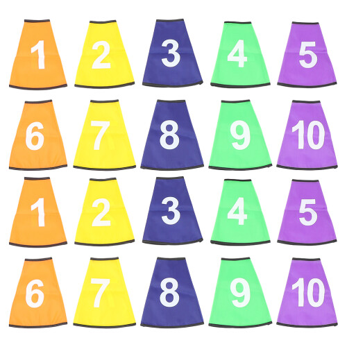 6Sets Easy-on Numbered Cone Covers Bright Digital Logos for Training 1