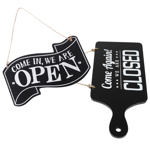4Pcs Versatile Black Hanging Open Closed Signs for Storefronts 1