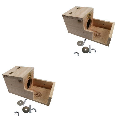 2Sets Hamster Mouse Hut Solid Wood Cabin Khaki Color Open/close Design 2