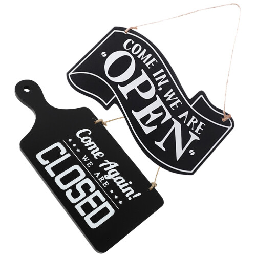 4Pcs Versatile Black Hanging Open Closed Signs for Storefronts
